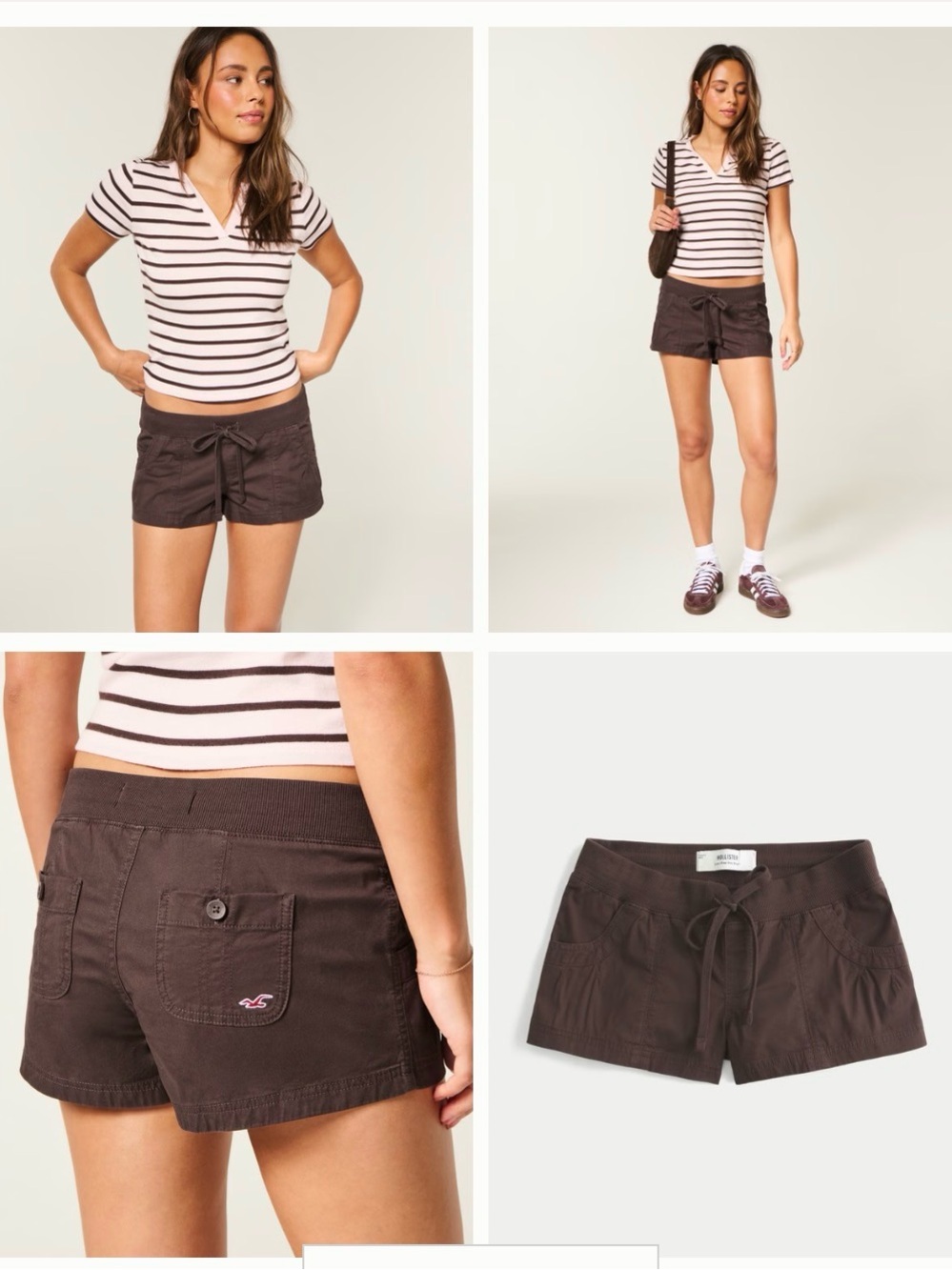 Hollister Light Brown Lace Remi Poplin Short